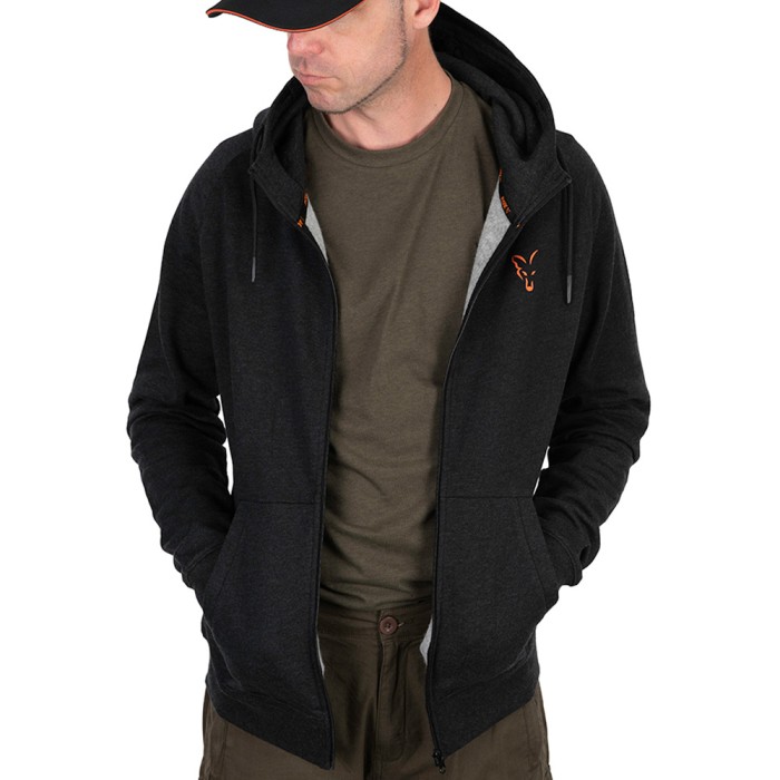Fox Collection Black & Orange Lightweight Fishing Hoodie In Use 1