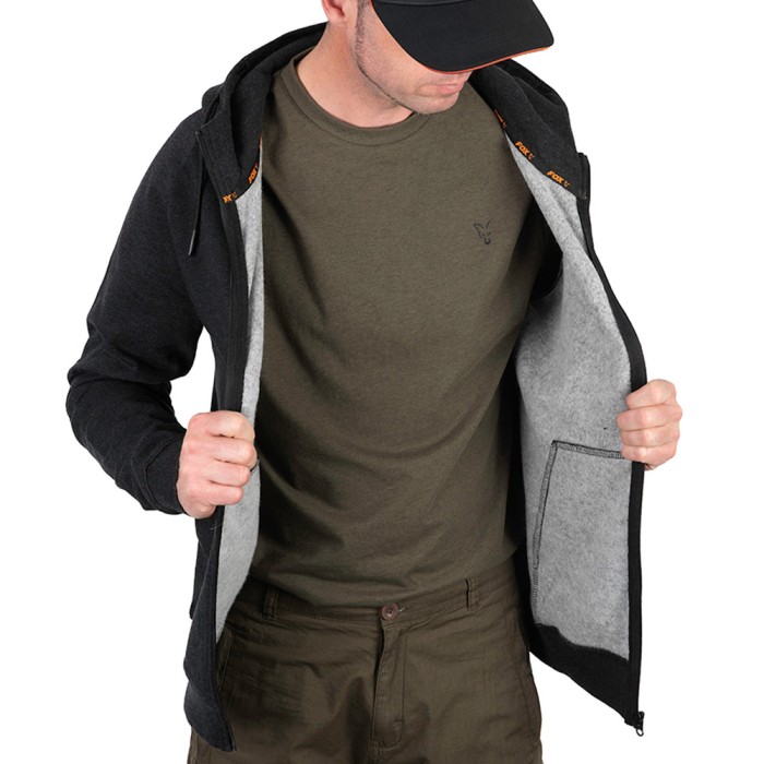 Fox Collection Black & Orange Lightweight Fishing Hoodie In Use 2