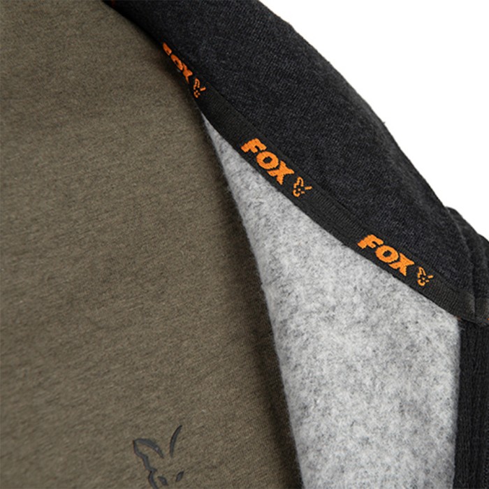 Fox Collection Black & Orange Lightweight Fishing Hoodie Close Up 3
