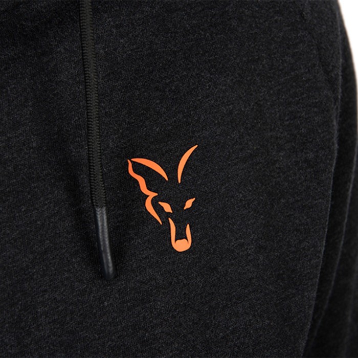 Fox Collection Black & Orange Lightweight Fishing Hoodie Close Up 4