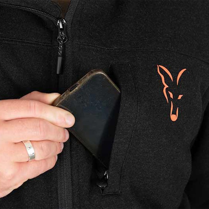 Fox Collection Black & Orange Sherpa Jacket Close Up 5