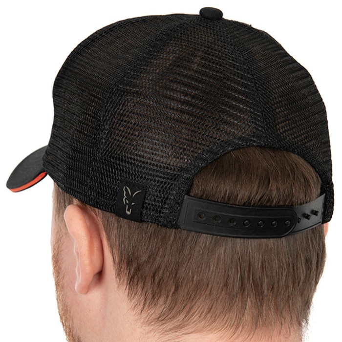 Fox Collection Black & Orange Trucker Fishing Cap Back