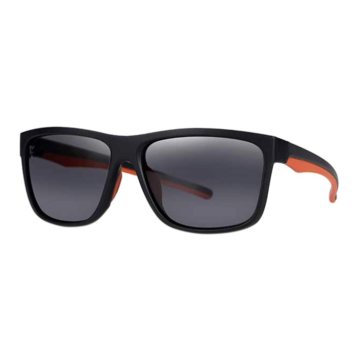 Fox Collection Black Orange Sunglasses - Grey Lens