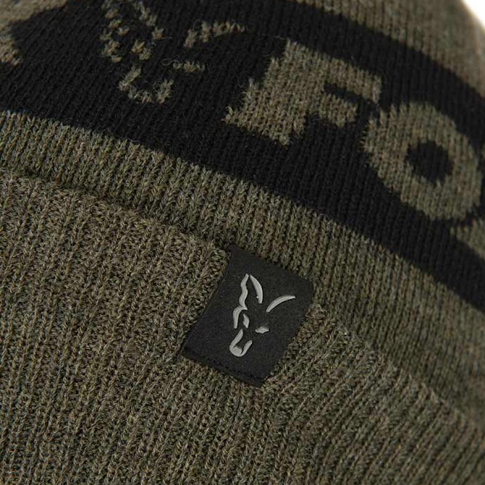 Fox Collection Green & Black Beanie Close Up