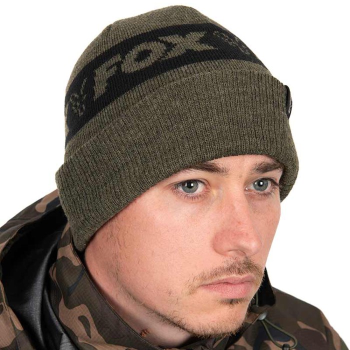 Fox Collection Green & Black Beanie In Use