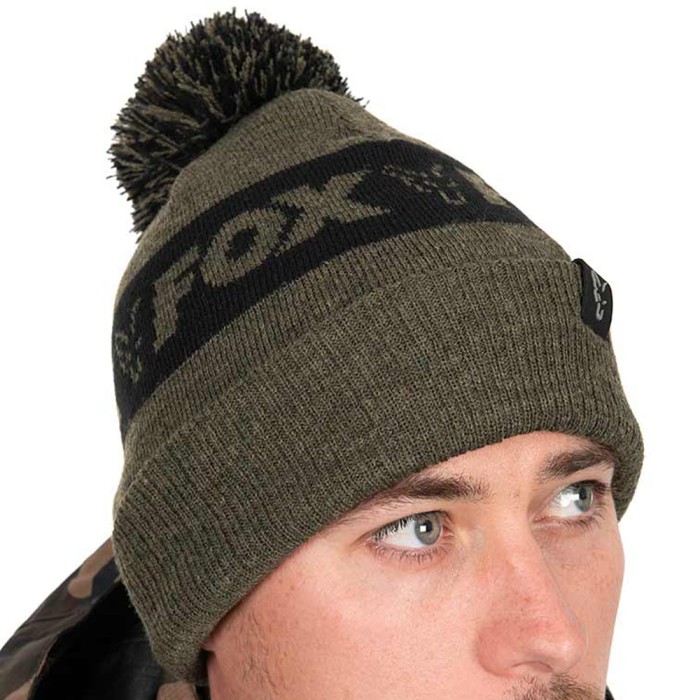 Fox Collection Green & Black Bobble Hat 1