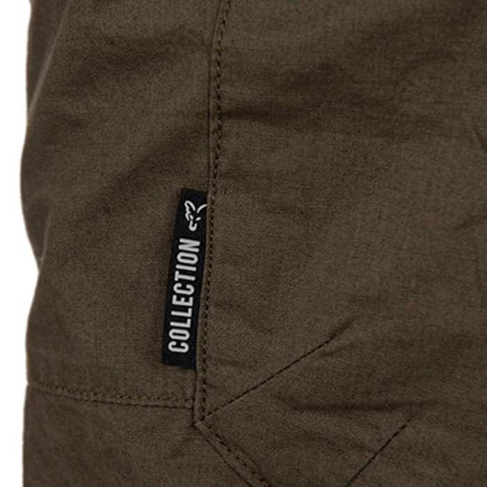 Fox Collection Green & Black Lightweight Cargo Fishing Shorts Close Up 3