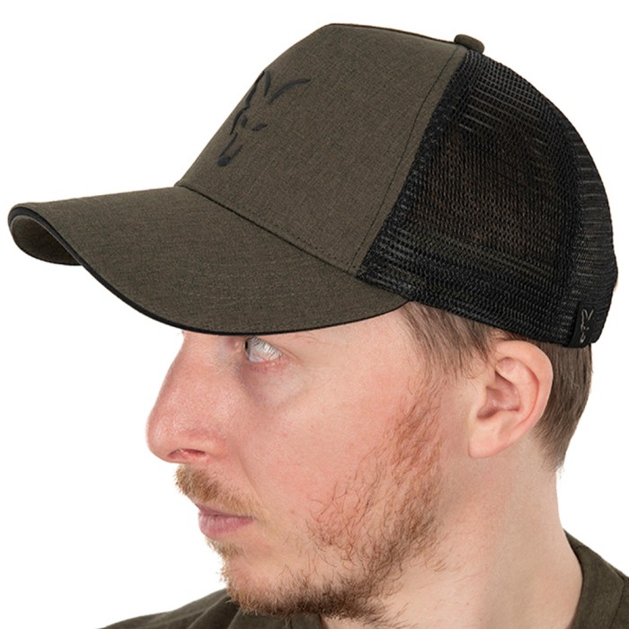 Fox Collection Green & Black Trucker Fishing Cap Side View 1