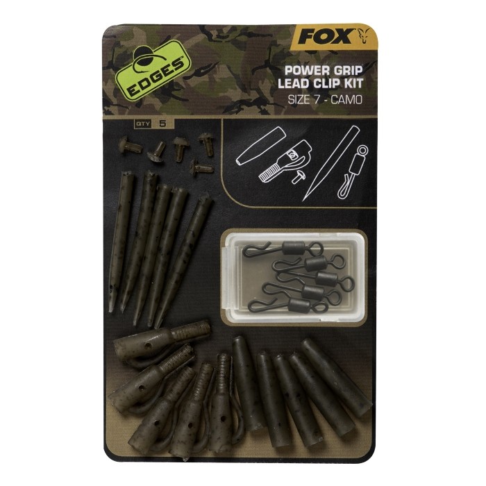 Fox Edges Camo Power Grip Lead Clip Kit Size 7