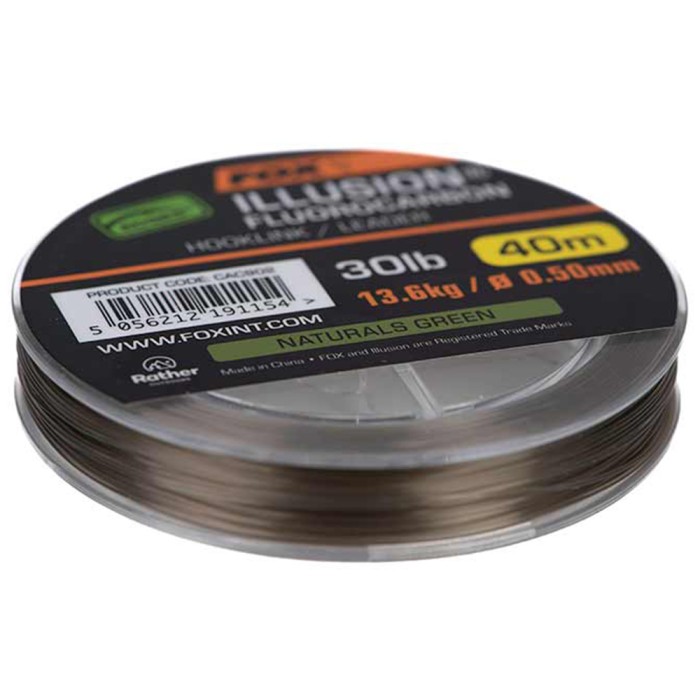 Fox Edges Illusion Fluorocarbon Hooklink Leeder Naturals Green 40m 2