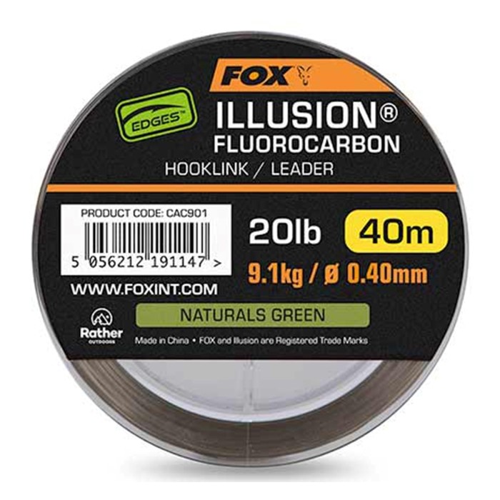 Fox Edges Illusion Fluorocarbon Hooklink Leeder Naturals Green 40m