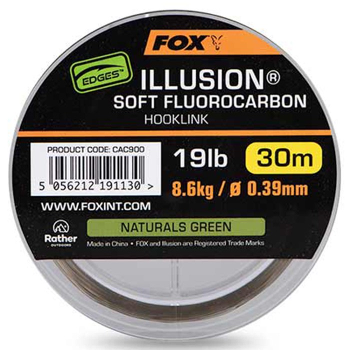 Fox Edges Illusion Soft Fluorocarbon Hooklink Naturals Green 30m 2
