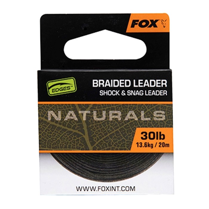 Fox Edges Naturals Braided Leader Shock & Snag 20m