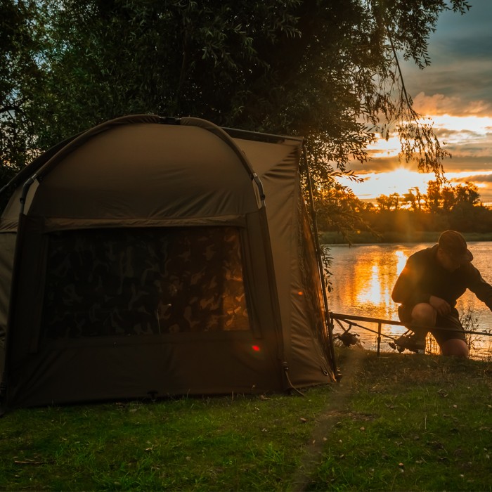 Fox Frontier X Bivvy In Use Sunset 2