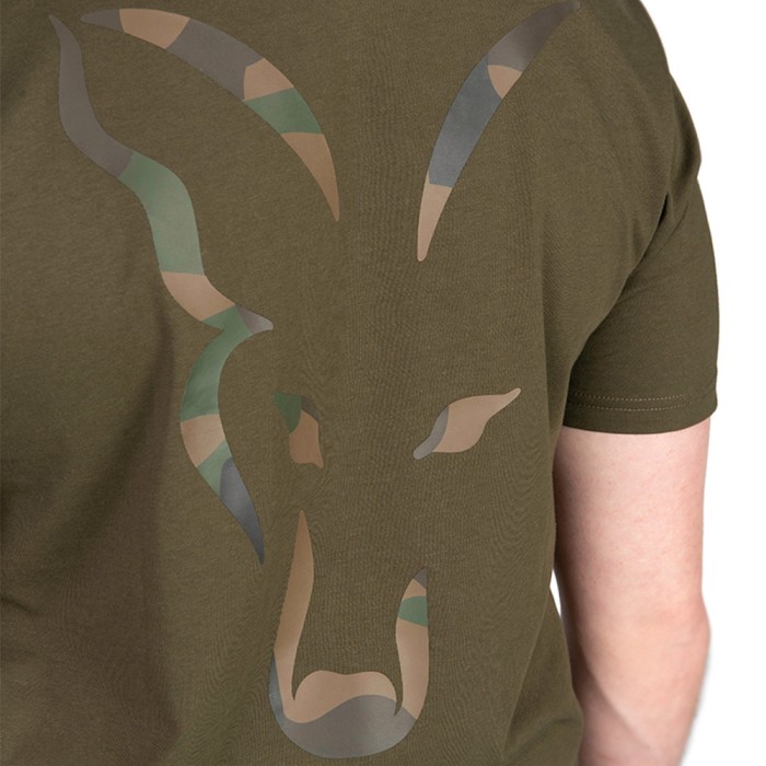 Fox Khaki Fox Head Logo T-Shirt Close Up 2