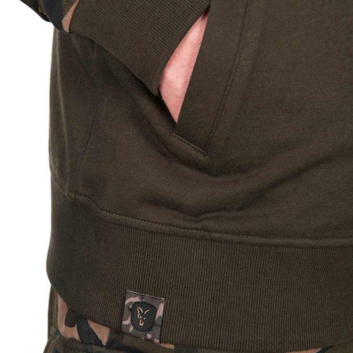 Fox Lightweight Khaki & Camo Split Zip Hoodie Close Up 2