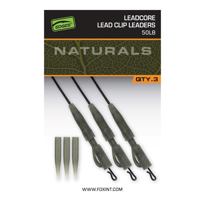 Fox Edges Naturals Leadcore Power Grip Lead Clip Leaders 50lb