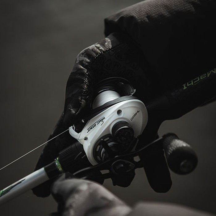 Fox Rage Camo Thermal Fishing Gloves In Use 2