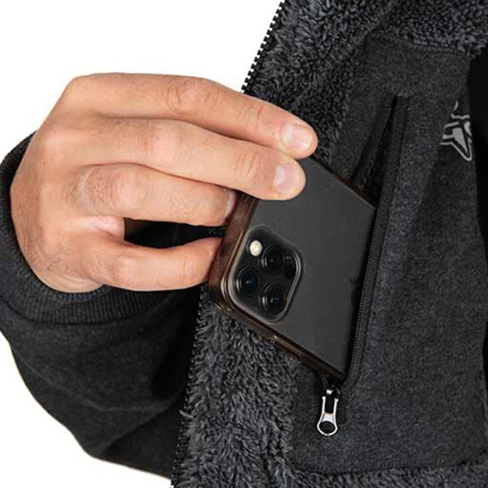 Fox Rage Reversible Sherpa Hoodie Close Up 2