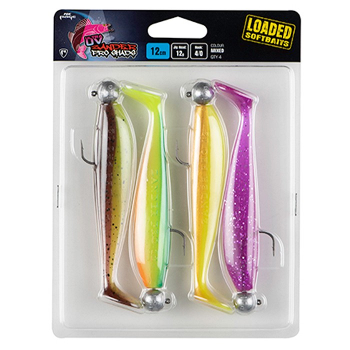 Fox Rage Ultra UV Zander Pro Shad Mixed Colour Loaded Fishing Lure Pack 12cm