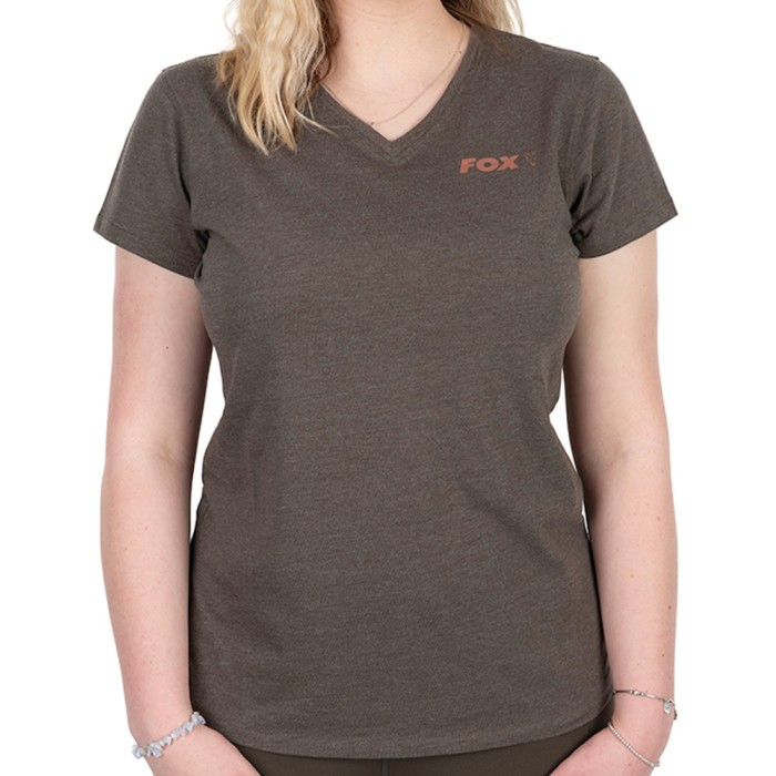 Fox Womans Fishing V Neck T-Shirt Front