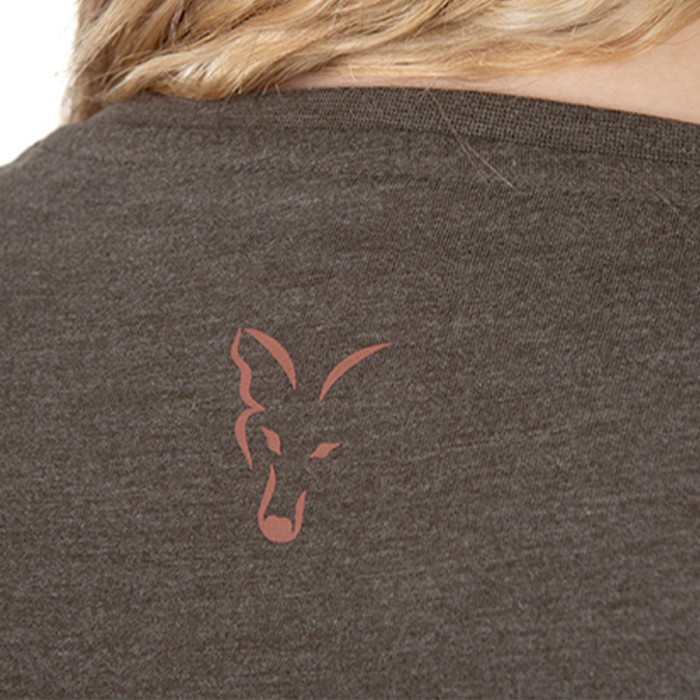 Fox Womans Fishing V Neck T-Shirt Close Up 2