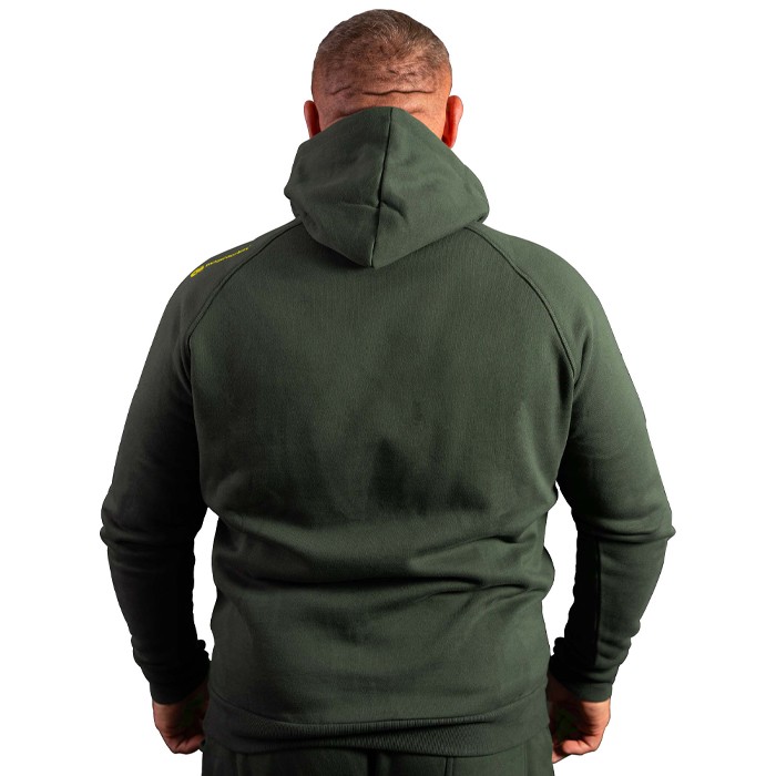 RidgeMonkey APEarel Dropback Heavyweight Fishing Hoodie Green Back