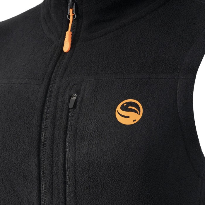 Guru Black Fleece Gilet Close Up 2