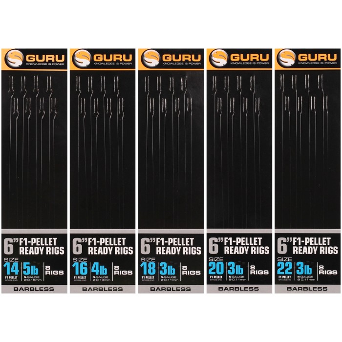 Guru F1 Pellet Pole Fishing Rig Size Options