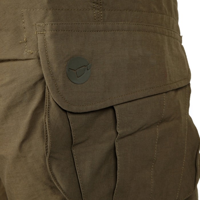 Korda Kore Kombat Fishing Shorts Military Olive Close Up Pocket