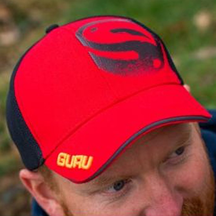 Guru Red 3D Fishing Cap In Use 2
