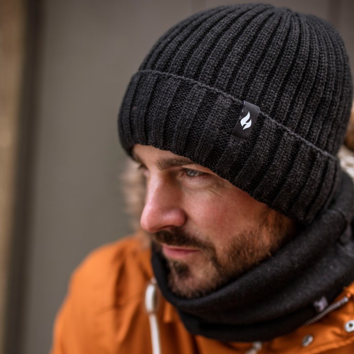 Heat Holders Forest Green Lawson Rib Turnover Hat - One Size In Use 4