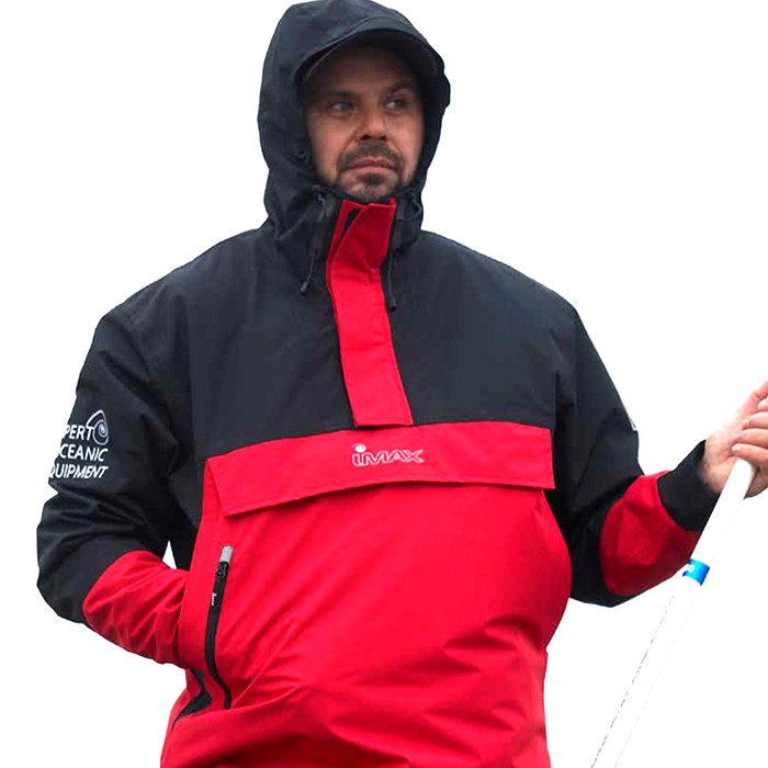 Imax Expert Fishing Smock Fiery Red/Ink In Use