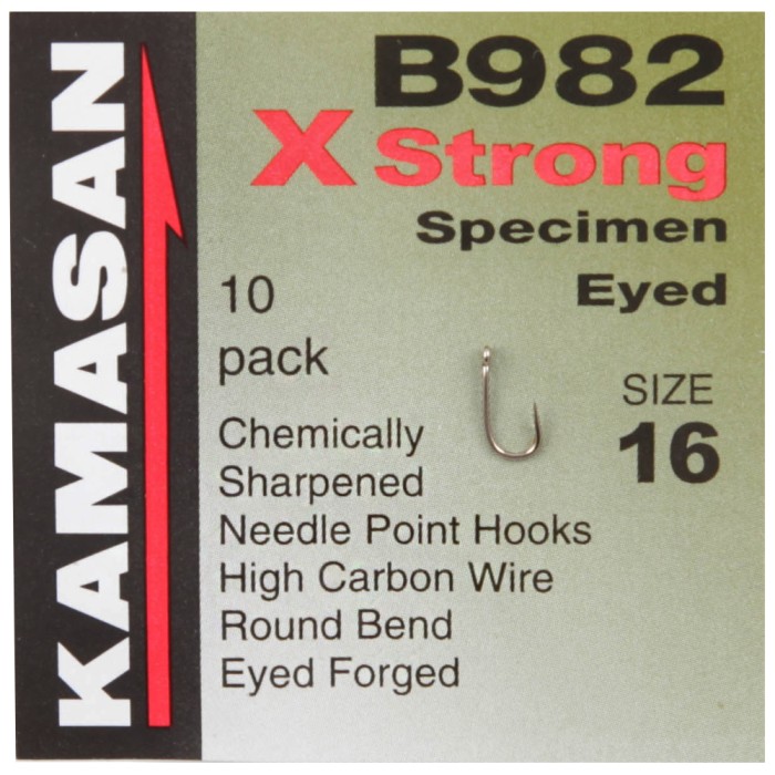 Kamasan B982 X-Strong Specimen Eyed Hooks