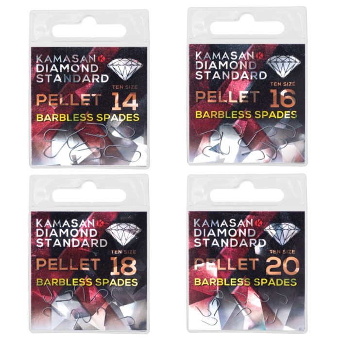 Kamasan Diamond Standard Pellet Spade Hooks - Barbless