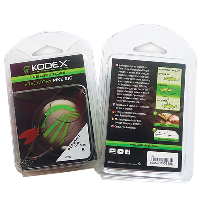 Kodex&#x20;Dead&#x20;Bait&#x20;Pike&#x20;Fishing&#x20;Rig&#x20;Size&#x20;8&#x20;Back&#x20;&amp;&#x20;Front&#x20;Packaging