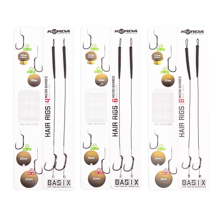 Korda Basix Ready Tied Hair Rigs Wide Gape 1