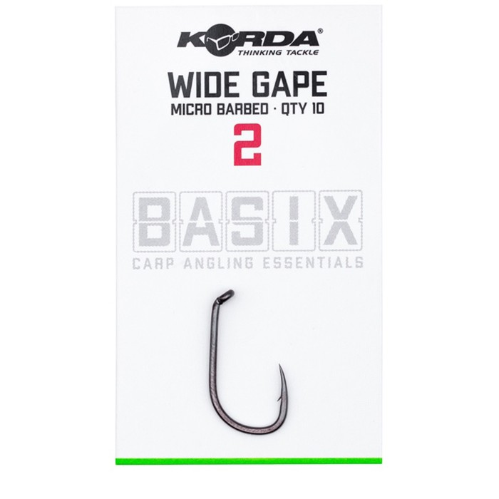 Korda Basix Wide Gape Hooks Size 2 Micro Barbed