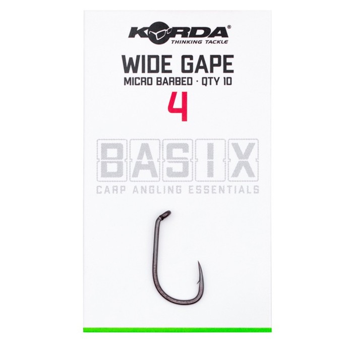 Korda Basix Wide Gape Hooks Size 4 Micro Barbed