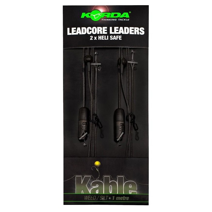 Korda Kable Leadcore Fishing Leader Heli-Safe 1m Weed / Silt