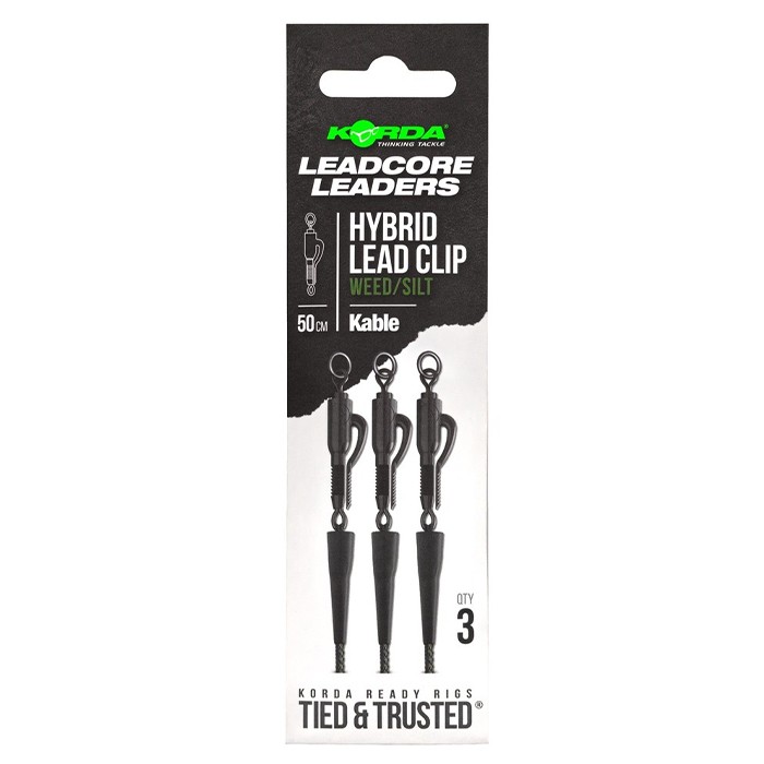 Korda Kable Leadcore Leader Hybrid Fishing Lead Clip Weed/Silt