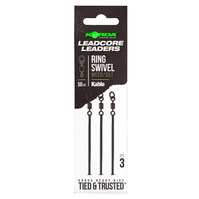 Korda Kable Leadcore Leader Ring Swivel Weed/Silt
