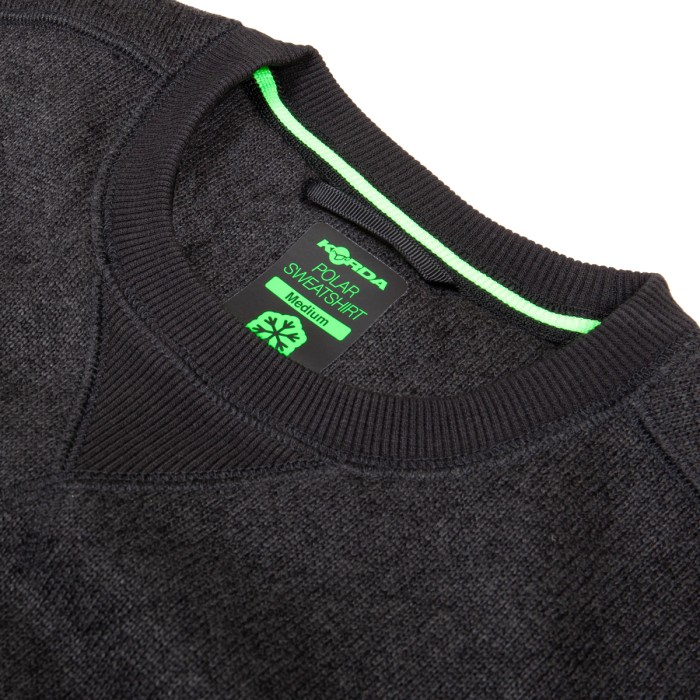 Korda Kore Crew Neck Fishing Jumper Charcoal Collar