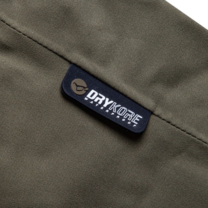Korda Kore Drykore Fishing Jacket Olive Close Up Logo Graphics