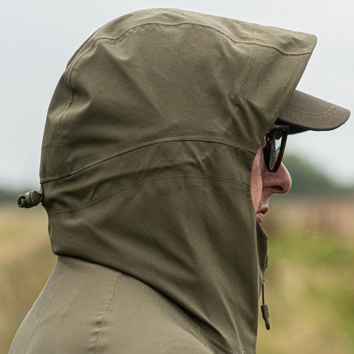 Korda Kore Drykore Fishing Jacket Olive In Use Hood