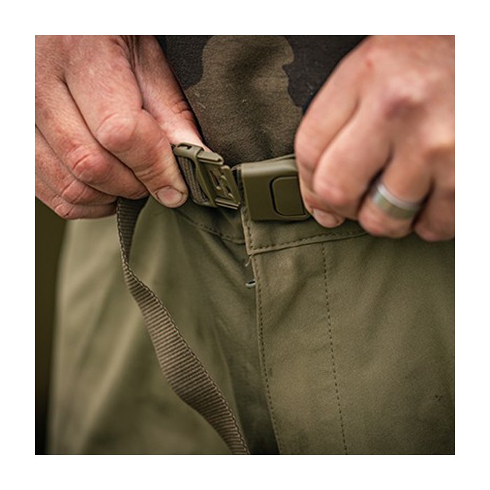 Korda Kore Drykore Fishing Over Trousers Olive Waist Buckle In Use