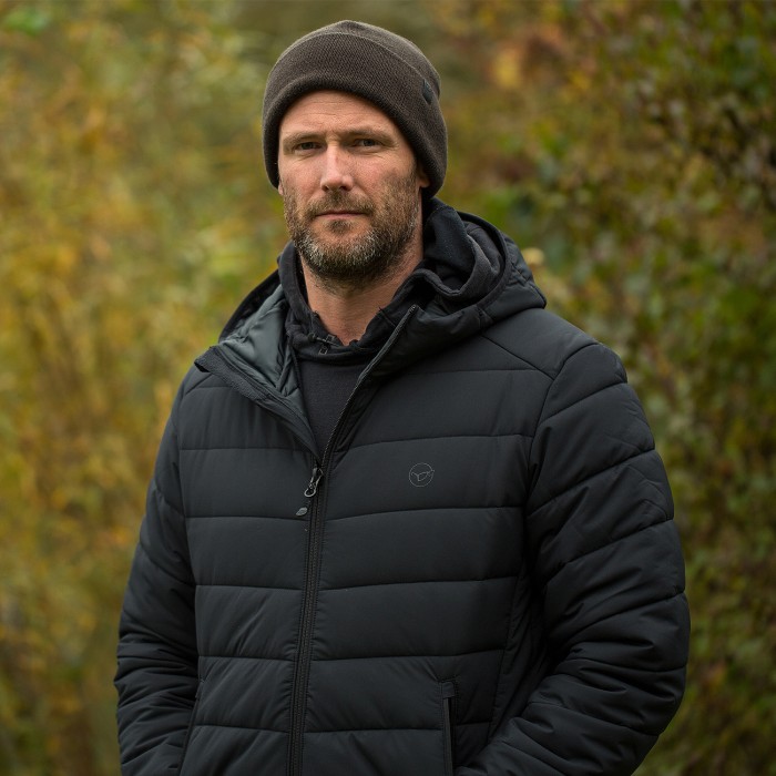 Korda KORE Thermolite Fishing Puffer Jacket Black In Use