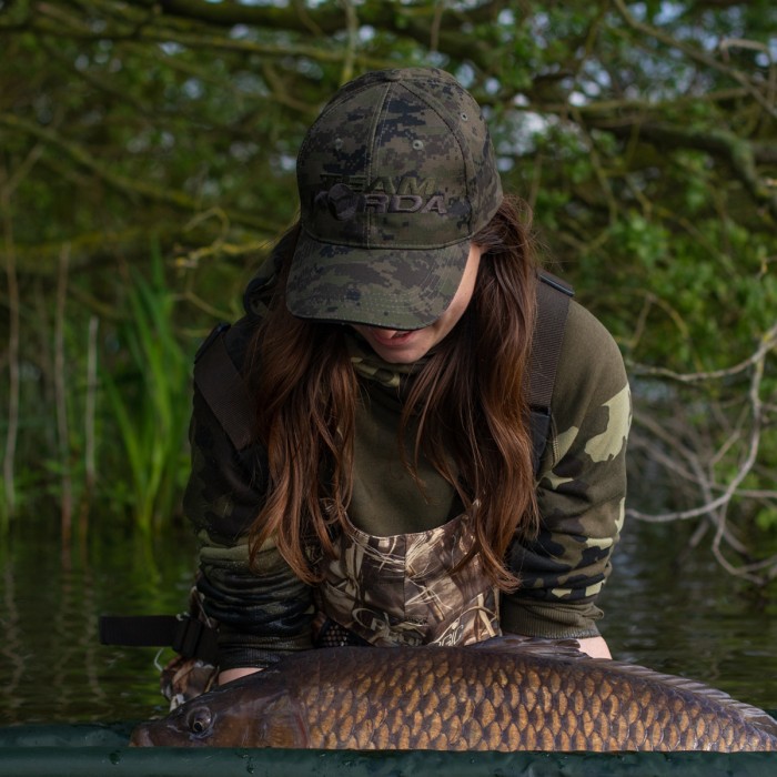 Korda Kore TK Digital Kamo Fishing Cap In Use 1