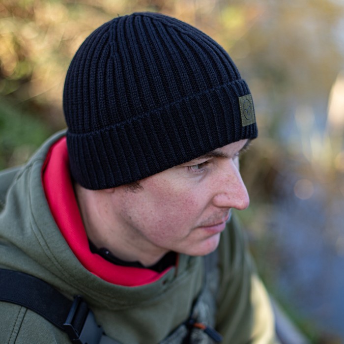 Korda LE Fishermen Beanie Fishing Hats Black In Use 1