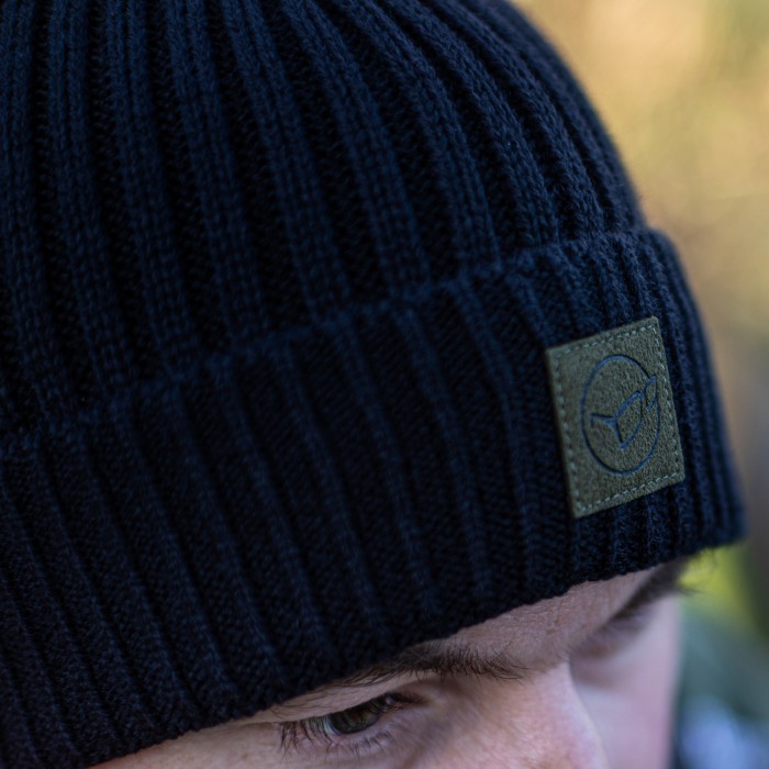 Korda LE Fishermen Beanie Hats Black Close Up